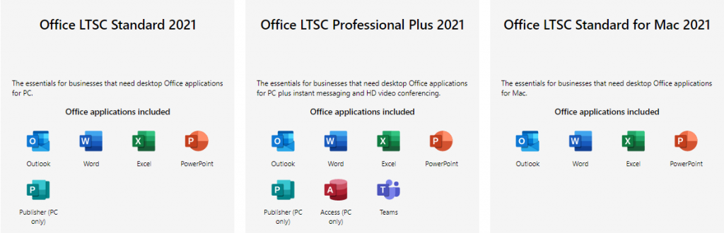 Office LTSC 2021 dành cho Windows và Mac OS